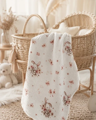 Pieluszka muślinowa - królicze marzenia.webp